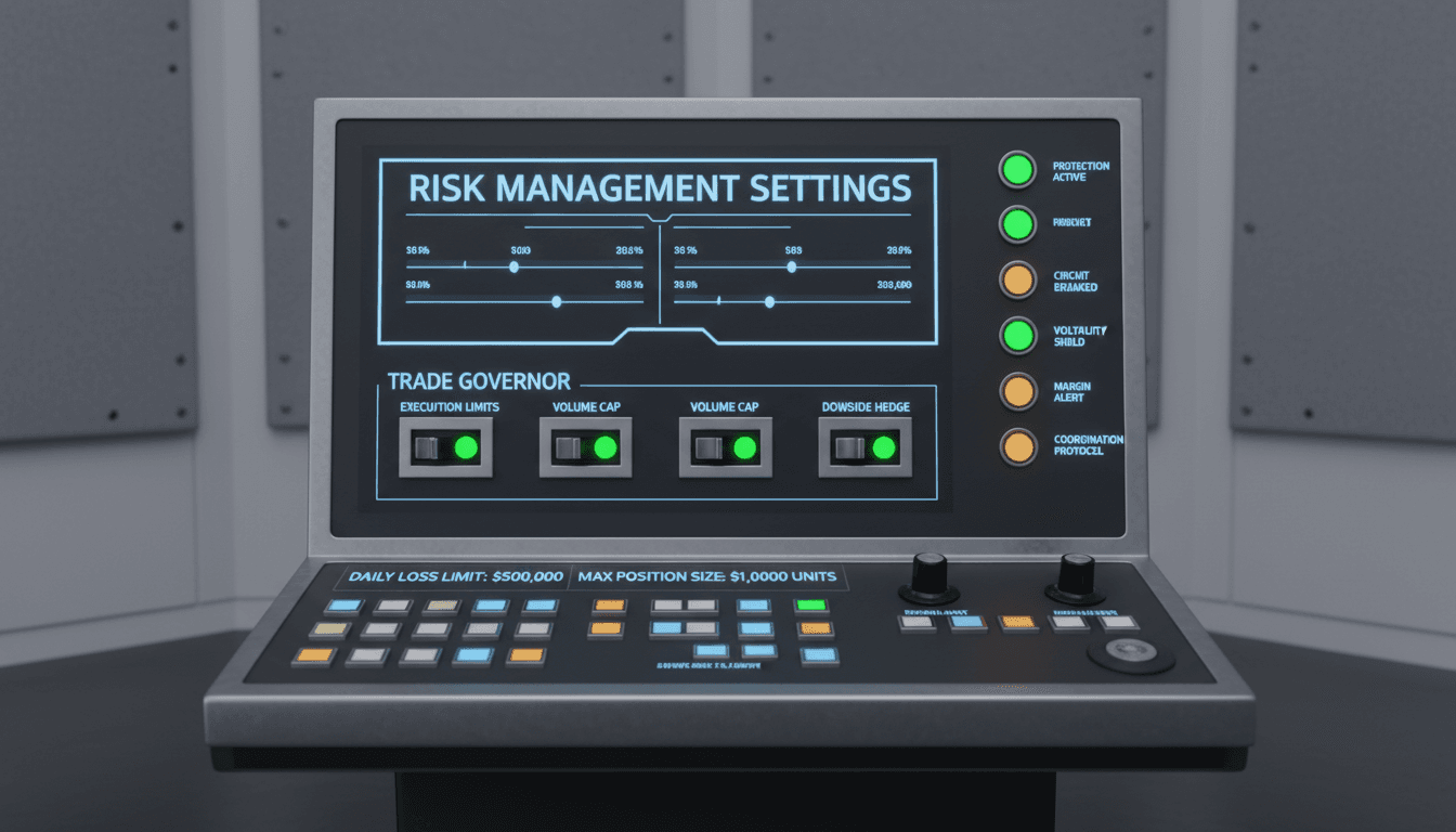 Risk management controls and trade governors displayed on trading interface