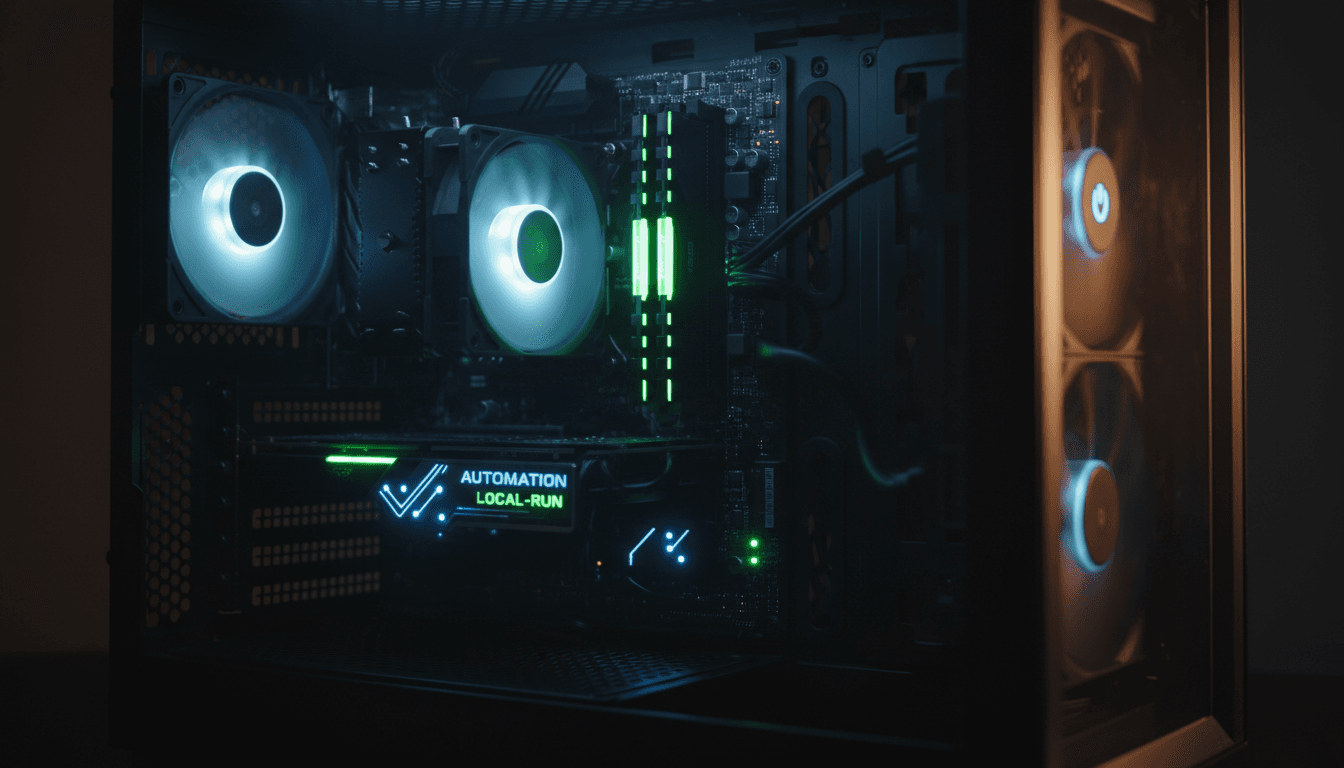 Computer processing power representing local bot execution and real-time trading automation